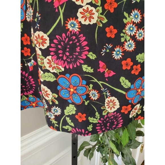 Mix Nouveau Women's Black Floral 100% Cotton Pull on A-Line Casual Skirt Size 16 - Picture 4 of 10